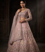 PINK BUTTERFLY NET PARTY WEAR EMBROIDERY LEHNGHA CHOLI 