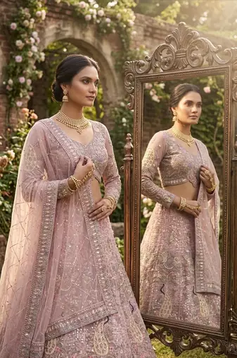 PINK EMBROIDERY lehenga CHOLI 