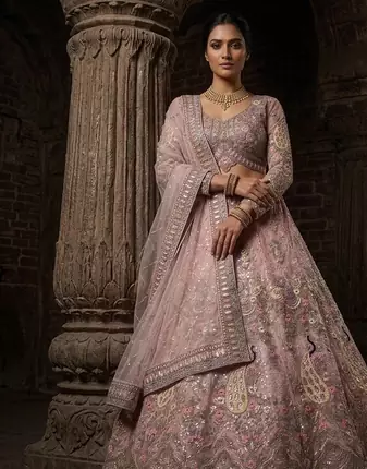 PINK EMBROIDERY lehenga CHOLI 