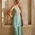 Powder blue embroidered raw silk sharara set