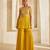 Mustard yellow embroidered raw silk sharara set
