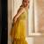 Mustard yellow embroidered raw silk sharara set