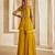 Mustard yellow embroidered raw silk sharara set