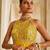 Rich mustard embroidered georgette gown
