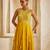 Rich mustard embroidered georgette gown