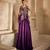 Deep purple embroidered satin chiffon co ord set