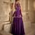 Deep purple embroidered satin chiffon co ord set