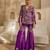 Magenta purple embroidered raw silk sharara set