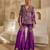 Magenta purple embroidered raw silk sharara set