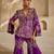 Magenta purple embroidered raw silk sharara set