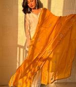 Fendy silk sharara suit with embroidery sequence work & dupatta