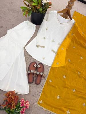 Fendy silk sharara suit with embroidery sequence work & dupatta 2