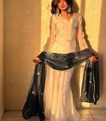 Fendy silk sharara suit with embroidery sequence work & dupatta