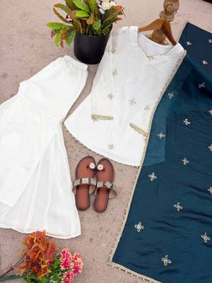 Fendy silk sharara suit with embroidery sequence work & dupatta 2