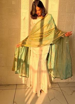 Fendy silk sharara suit with embroidery sequence work & dupatta 1
