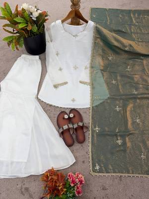 Fendy silk sharara suit with embroidery sequence work & dupatta 2