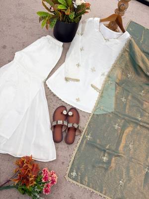 Fendy silk sharara suit with embroidery sequence work & dupatta 3