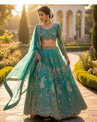 RAMA GREEN EMBROIDERY lehenga CHOLI 2