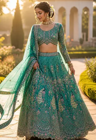 RAMA GREEN EMBROIDERY lehenga CHOLI