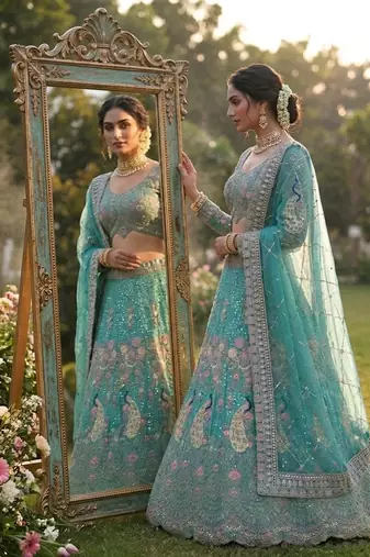 RAMA GREEN EMBROIDERY lehenga CHOLI