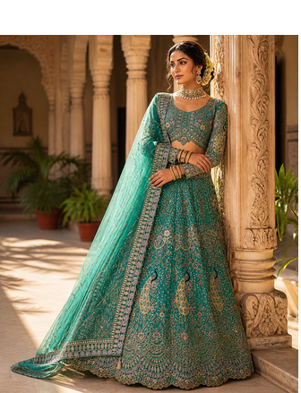 RAMA GREEN EMBROIDERY lehenga CHOLI 4