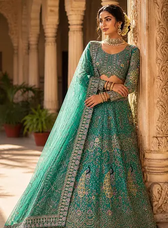 RAMA GREEN EMBROIDERY lehenga CHOLI