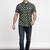 Mens green self design cotton fabric shirt short sleeves shirt collor