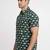 Mens green self design cotton fabric shirt short sleeves shirt collor