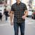 Mens black self design cotton fabric shirt short sleeves shirt collor