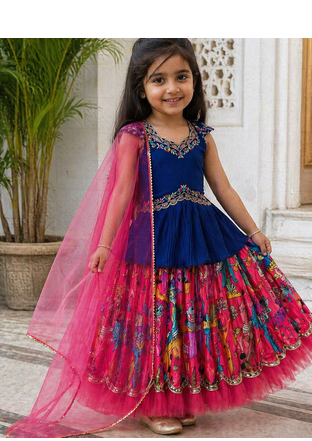 Beautiful Kediya Chinon Silk Embroidery Sequins Work Red Readymade Lahenga Choli 1