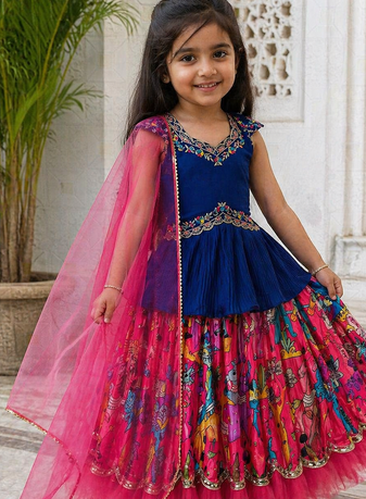 Beautiful Kediya Chinon Silk Embroidery Sequins Work Red Readymade Lahenga Choli