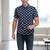 Mens navy blue self design cotton fabric shirt short sleeves shirt collor