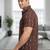 Mens maroon self design cotton fabric shirt short sleeves shirt collor