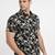 Mens black self design cotton fabric shirt short sleeves shirt collor