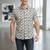 Mens cream self design cotton fabric shirt short sleeves shirt collor