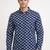 Mens navy blue self design cotton fabric shirt full sleeves shirt collor