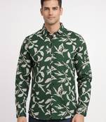 Mens green self design cotton fabric shirt full sleeves shirt collor