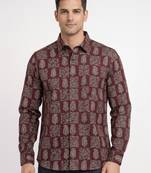 Mens multi self design cotton fabric shirt full sleeves shirt collor
