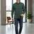 Mens green self design cotton fabric shirt full sleeves shirt collor