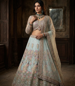 SKY BLUE BUTTERFLY NET PARTY WEAR EMBROIDERY LEHNGHA CHOLI