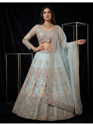 SKY BLUE EMBROIDERY lehenga CHOLI 2