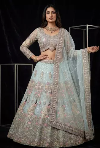 SKY BLUE EMBROIDERY lehenga CHOLI