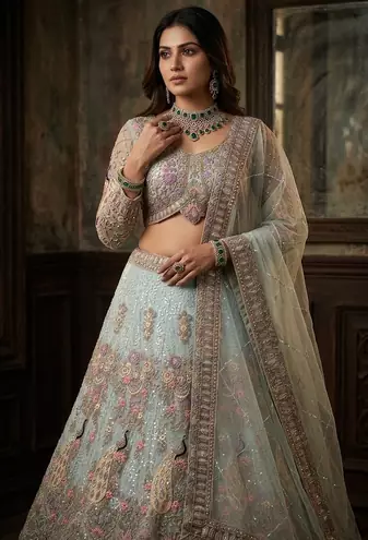 SKY BLUE EMBROIDERY lehenga CHOLI