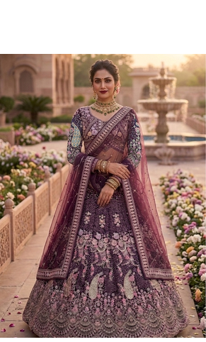 WINE EMBROIDERY lehenga CHOLI 1