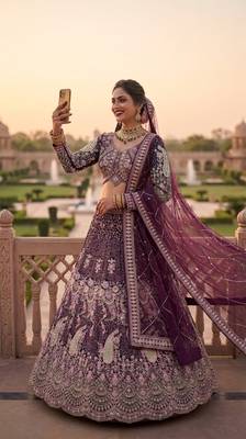 WINE EMBROIDERY lehenga CHOLI 2