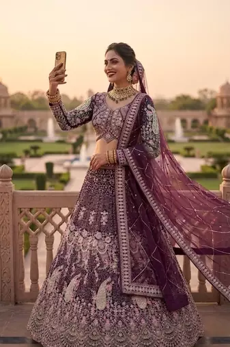 WINE EMBROIDERY lehenga CHOLI