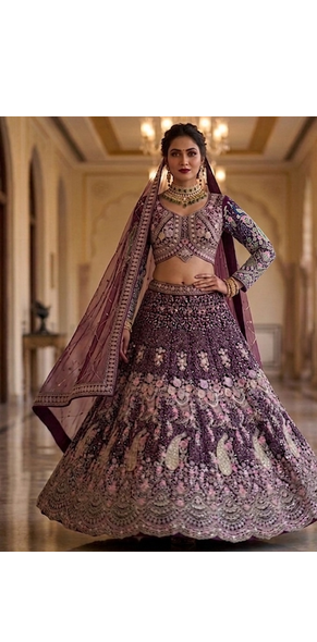 WINE EMBROIDERY lehenga CHOLI 3