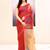 Women's maroon temple border embellished cotton blend jamdani saree