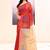 Women's maroon temple border embellished cotton blend jamdani saree
