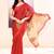 Women's maroon temple border embellished cotton blend jamdani saree